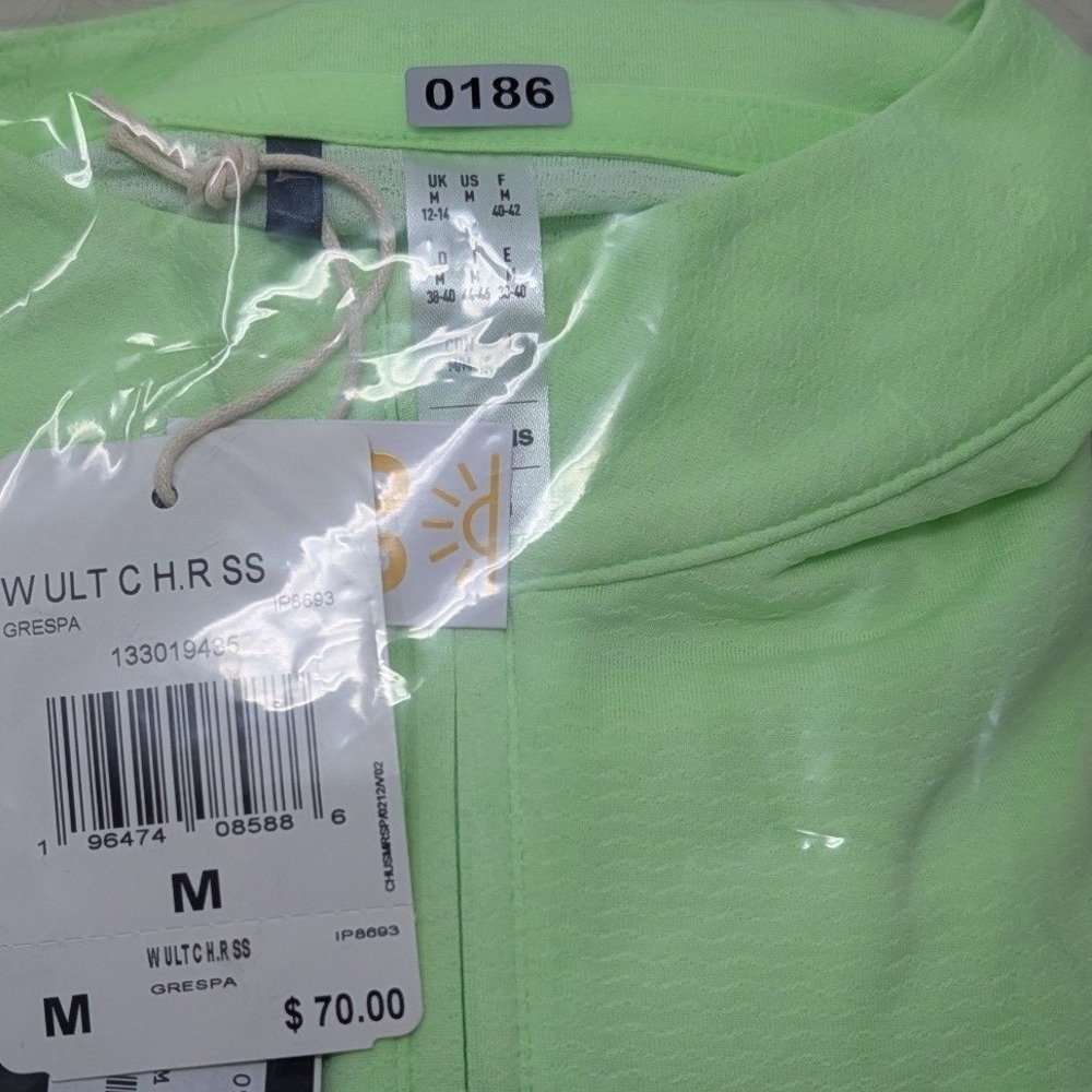 Adidas HEAT.RDY Golf Polo Shirt Lime Green Quarter Zip UPF 50 Womens M NEW - Picture 11 of 12
